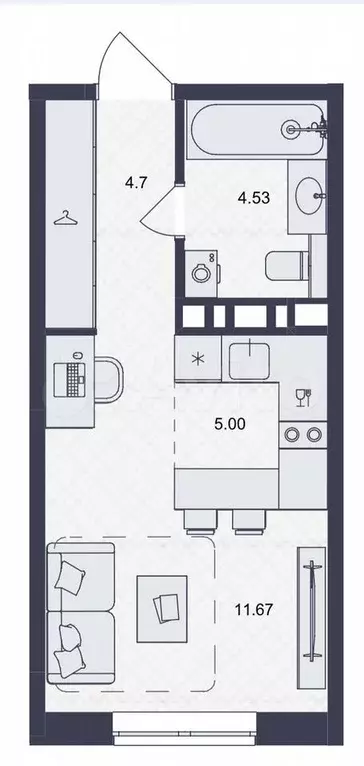 Квартира-студия, 25,9 м, 13/16 эт. - Фото 1