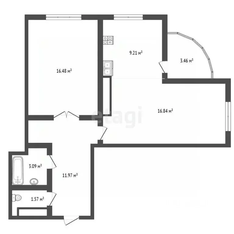 2-к кв. Калужская область, Калуга ул. Минская, 23к1 (62.62 м) - Фото 2