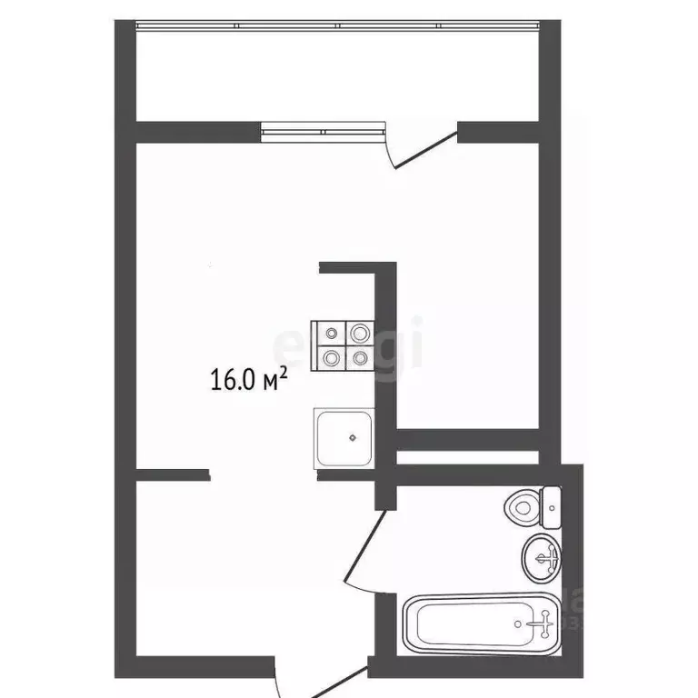 Студия Тюменская область, Тюмень ул. Новоселов, 113 (26.9 м) - Фото 1
