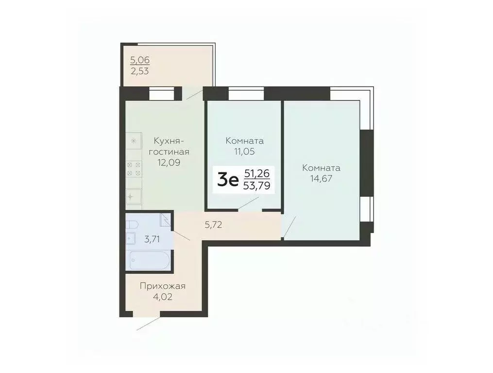 3-к кв. Воронежская область, Воронеж Ленинградская ул. (53.79 м) - Фото 0