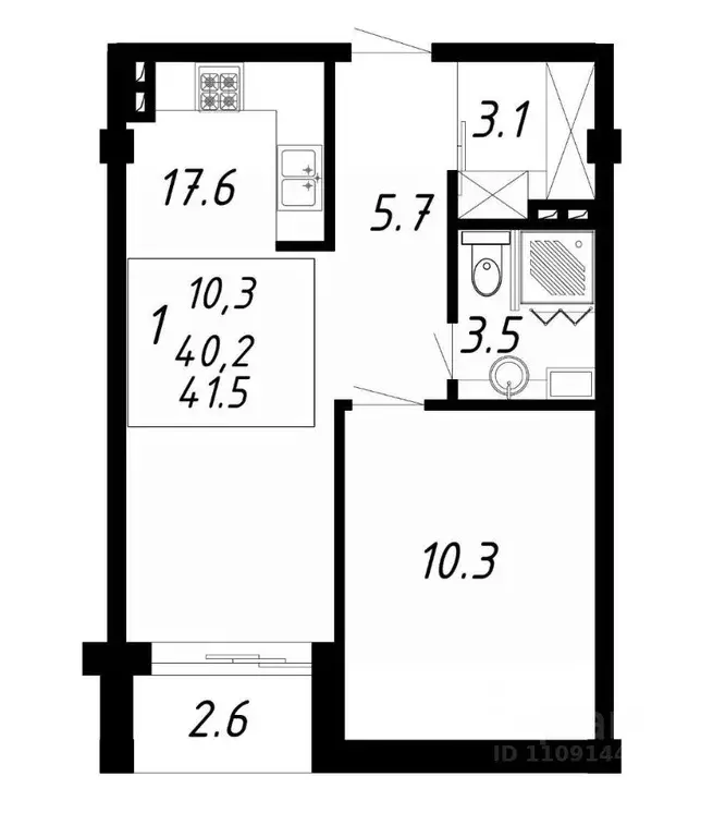 1-к кв. Ставропольский край, Ессентуки Озеро жилой комплекс (41.5 м) - Фото 1