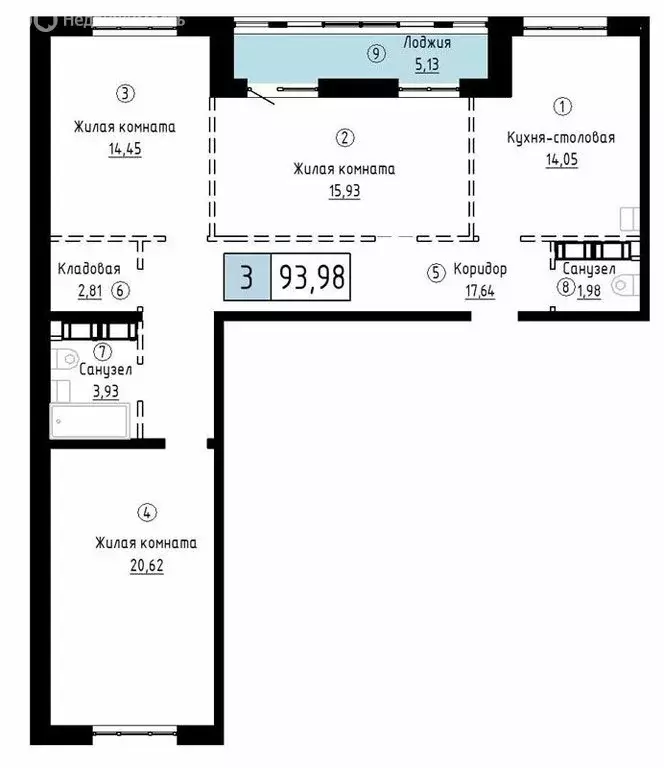 3-комнатная квартира: Хабаровск, улица имени Лейтенанта С.В. Орлова, 9 ... - Фото 0
