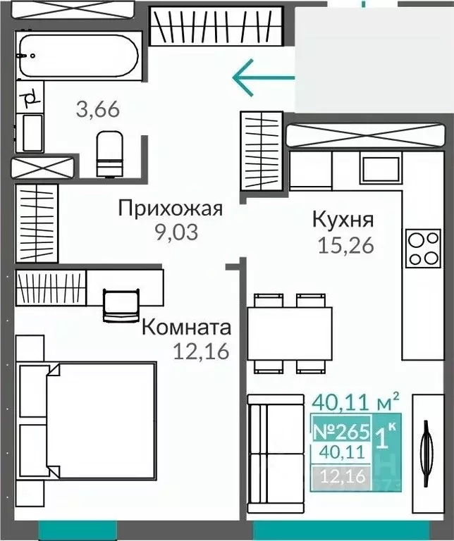 1-к кв. Крым, Симферополь Крымская роза мкр,  (40.11 м) - Фото 0