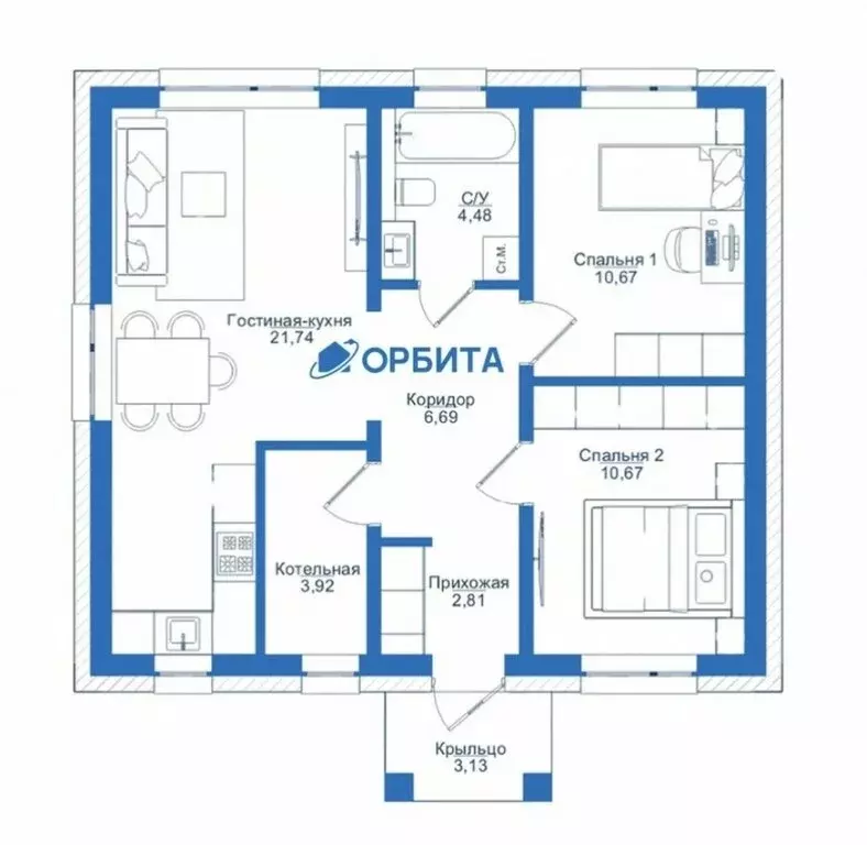 Дом в Тюменский муниципальный округ, деревня Малиновка (64 м) - Фото 1