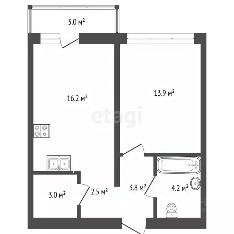 1-к кв. Тюменская область, Тюмень ул. Павла Фитина, 3 (43.0 м) - Фото 1