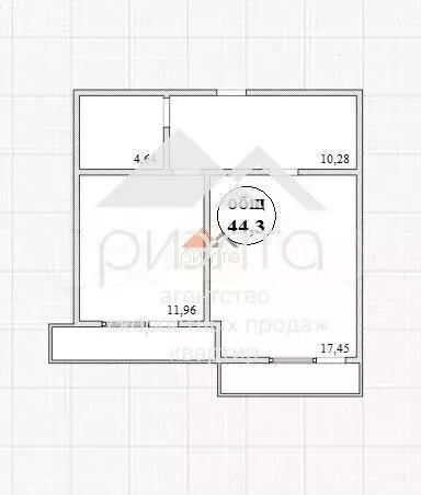 1-к. квартира, 44,3 м, 7/9 эт. - Фото 0