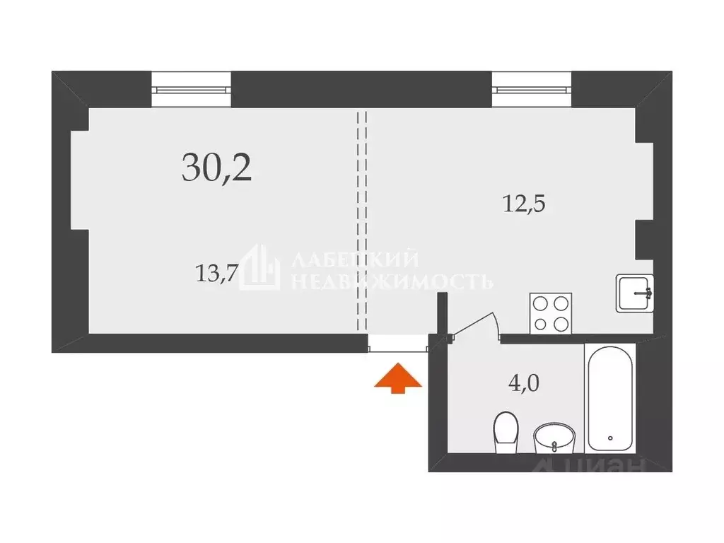 1-к кв. Санкт-Петербург наб. Реки Мойки, 42 (30.2 м) - Фото 1