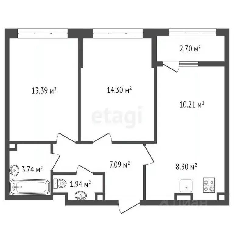 2-к кв. Ростовская область, Батайск Северная ул., 2Ак1 (61.4 м) - Фото 1