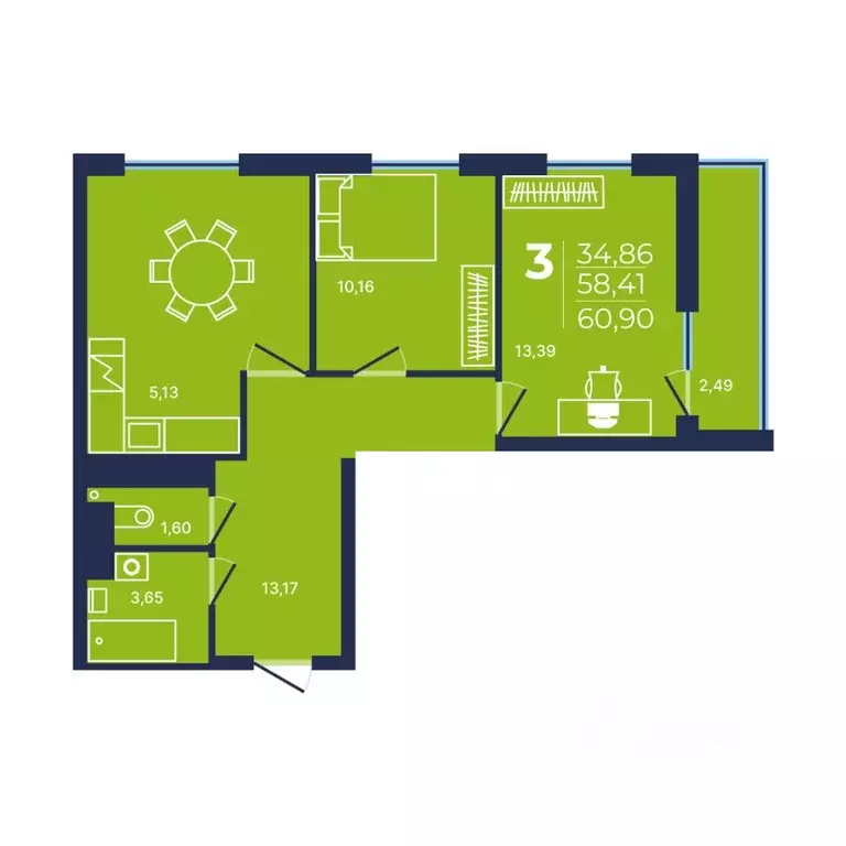 3-к кв. Башкортостан, Уфа ул. Майора Доставалова, 1 (60.9 м) - Фото 1