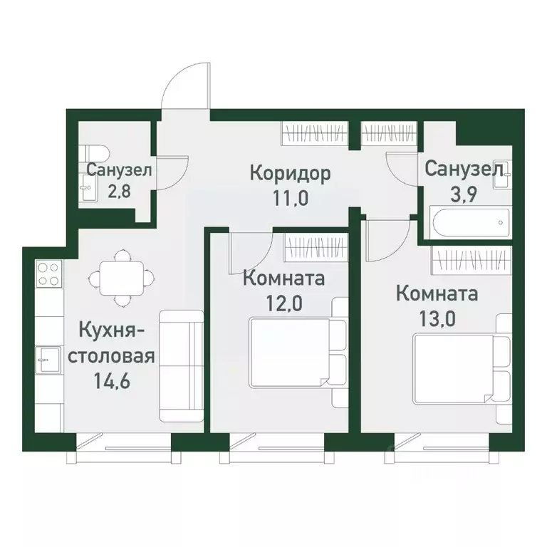 2-к кв. Челябинская область, Челябинский городской округ, пос. ... - Фото 1