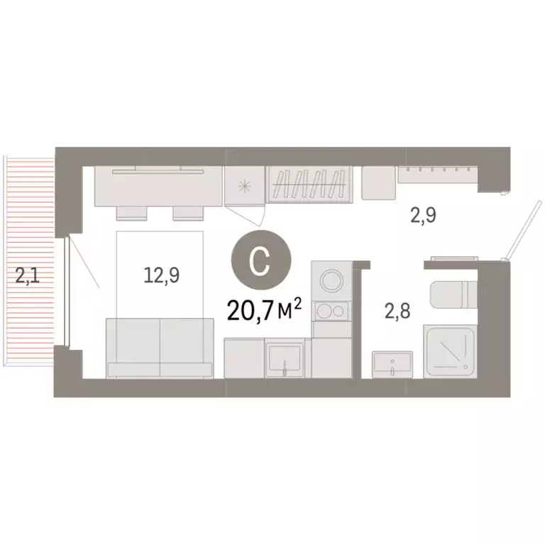 Квартира-студия: Новосибирск, квартал Лебедевский (20.7 м) - Фото 1