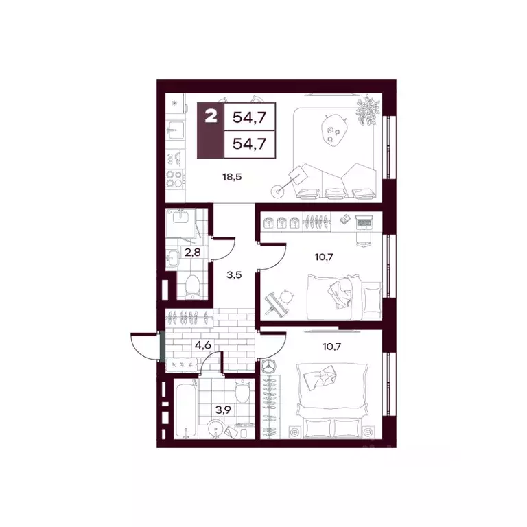 2-к кв. Тюменская область, Тюменский муниципальный округ, д. Дударева ... - Фото 0