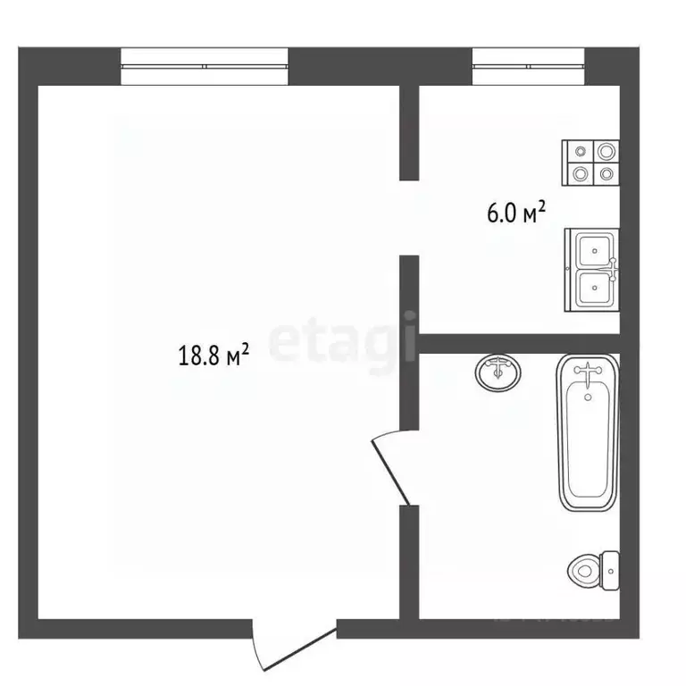 Студия Крым, Евпатория ул. Революции, 71 (18.8 м) - Фото 2