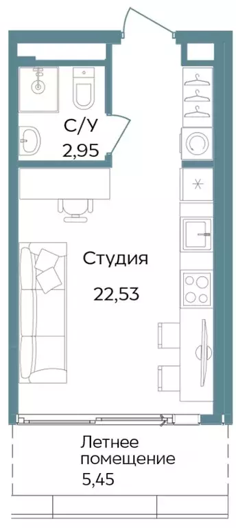 Студия Крым, Саки ул. Морская (30.93 м) - Фото 0
