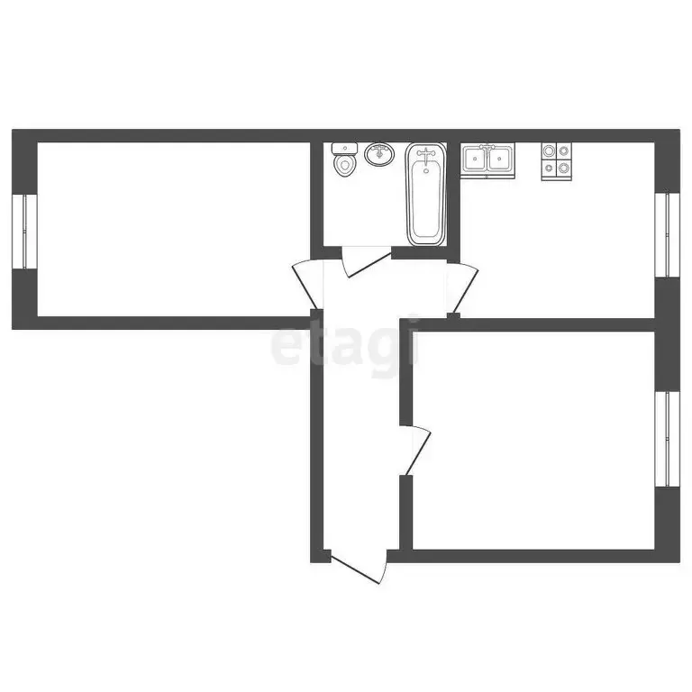 1к в 2-комнатной квартире (22 м) - Фото 1