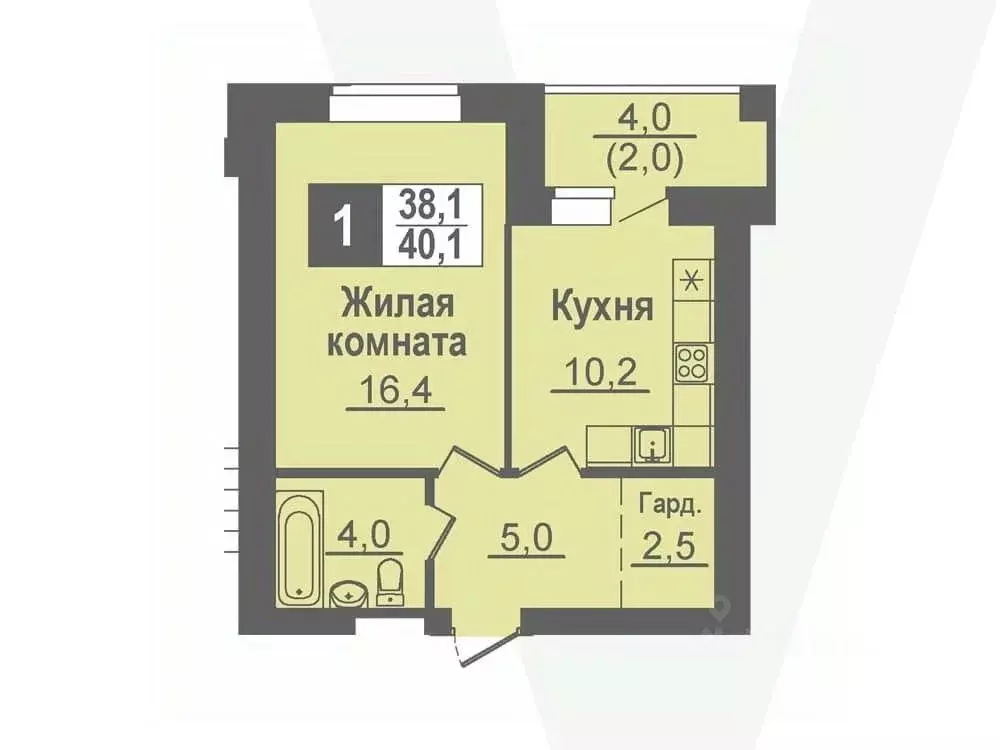 1-к кв. Новосибирская область, Кольцово рп ул. Благовещенская, 2 (40.1 ... - Фото 0