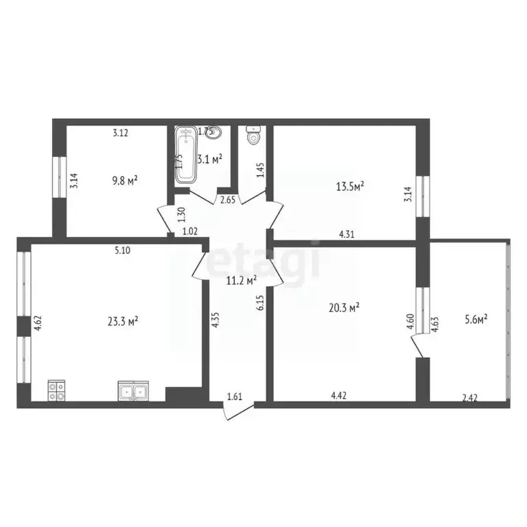 3-к кв. Краснодарский край, Анапа ул. Ленина, 169 (88.0 м) - Фото 2