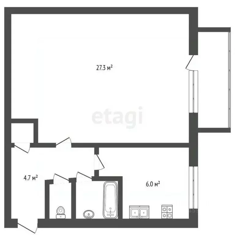 1-к кв. Марий Эл, Медведево городское поселение, Медведево пгт ул. ... - Фото 1