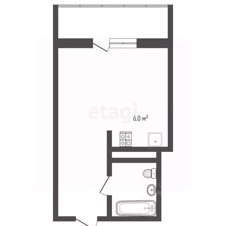 Студия Тюменская область, Тюмень ул. Фармана Салманова, 10 (25.9 м) - Фото 2