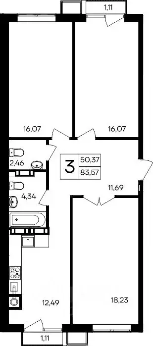 3-к кв. Крым, Симферопольский район, Гвардейское пгт, Республика жилой ... - Фото 1
