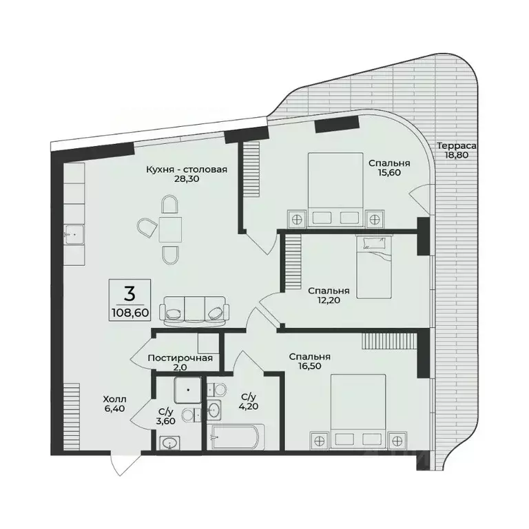 3-к кв. Крым, Алушта  (108.6 м) - Фото 1