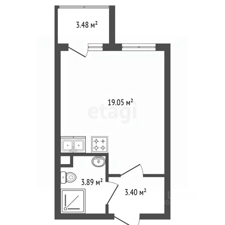 Студия Санкт-Петербург 1-й Предпортовый проезд, 1 (27.08 м) - Фото 2