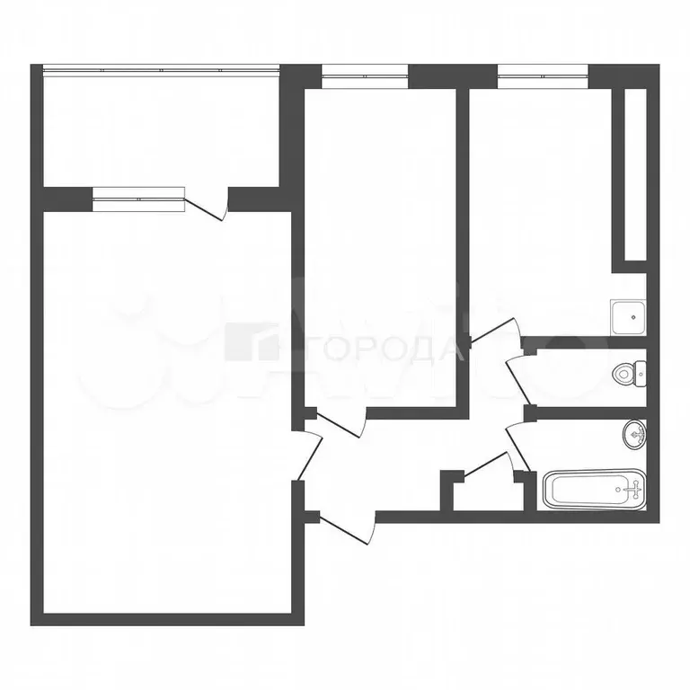 2-к. квартира, 43,3 м, 3/9 эт. - Фото 1