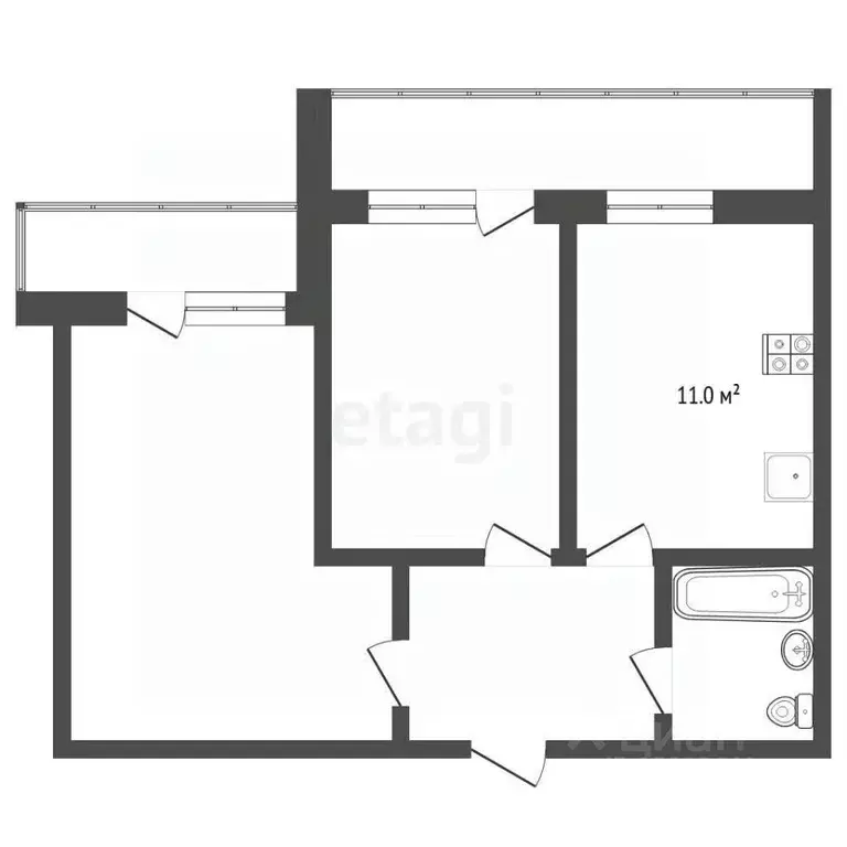 2-к кв. Тюменская область, Тюмень Широтная ул., 193к1 (49.0 м) - Фото 2