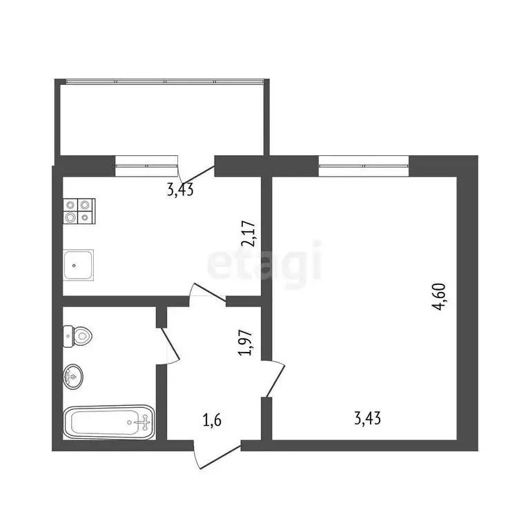 1-комнатная квартира: Симферополь, Ковыльная улица, 44 (29.6 м) - Фото 1