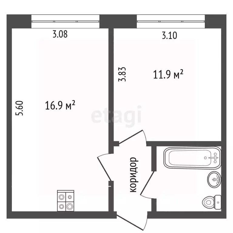 Комната Челябинская область, Челябинск Российская ул., 57Б (29.0 м) - Фото 1