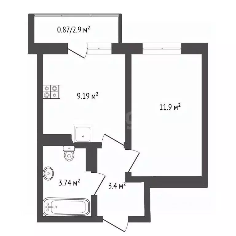 1-к кв. Ярославская область, Ярославль Суздальское ш., 34 (29.1 м) - Фото 2