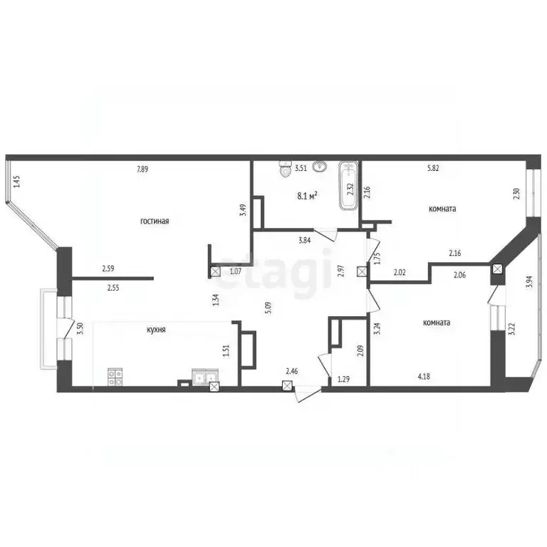 3-к кв. Тюменская область, Тюмень ул. Максима Горького, 53 (105.6 м) - Фото 2