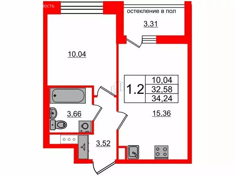 1-комнатная квартира: Санкт-Петербург, Кубинская улица, 78Е (32.58 м) - Фото 0