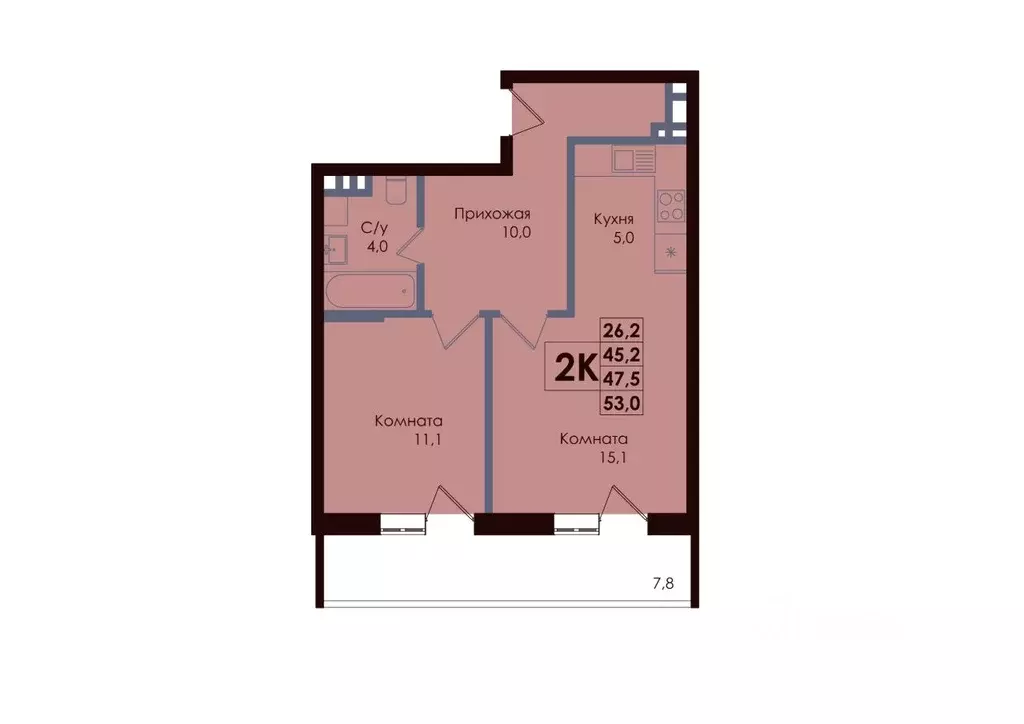 2-к кв. Ростовская область, Ростов-на-Дону просп. Стачки, 196 (47.5 м) - Фото 1
