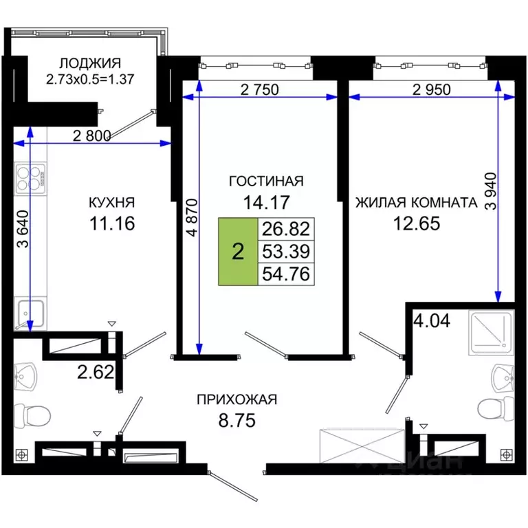 2-к кв. Ростовская область, Ростов-на-Дону Элеваторный пер., 6/2А ... - Фото 0