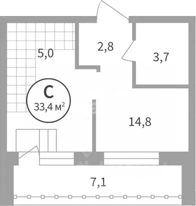 Студия Свердловская область, Екатеринбург ул. Репина, 109/2 (29.8 м) - Фото 1