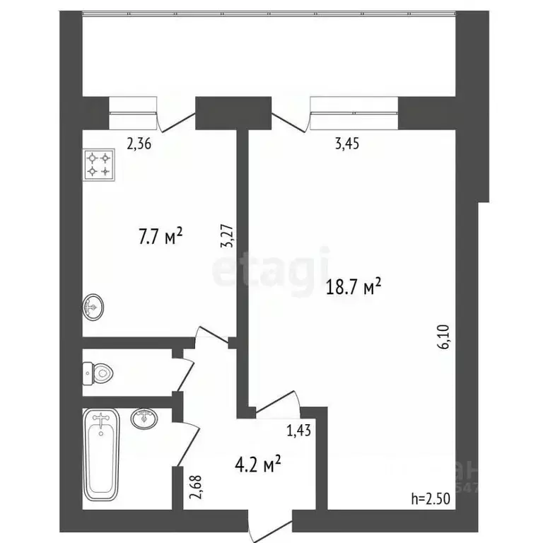 1-к кв. Владимирская область, Ковров ул. Пугачева, 35 (34.4 м) - Фото 2