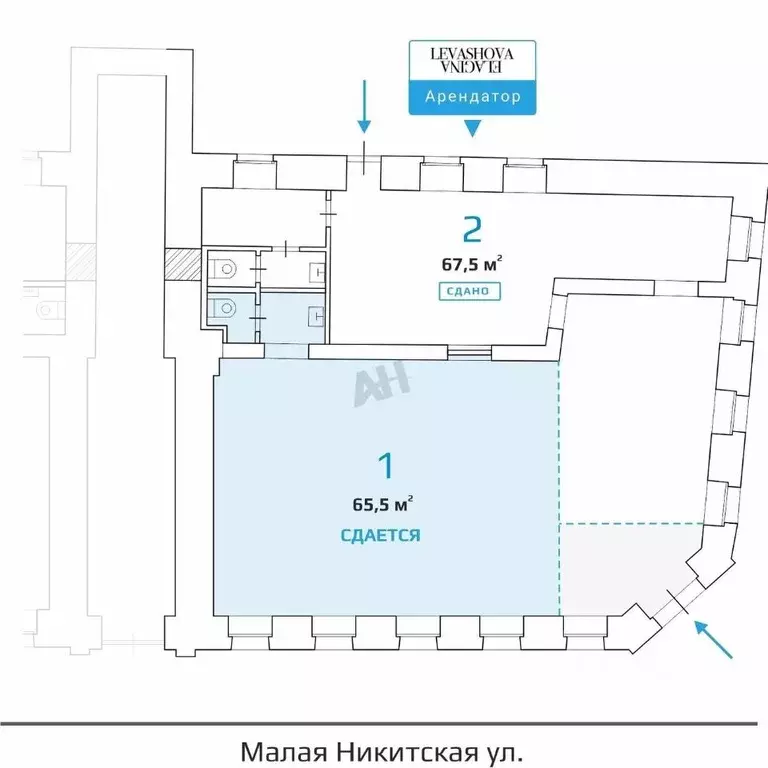 Помещение свободного назначения в Москва Малая Никитская ул., 8/1 (66 ... - Фото 1