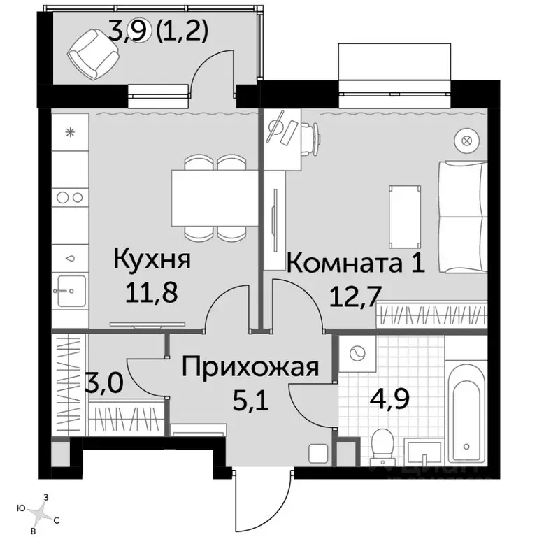 1-к кв. Московская область, Мытищи городской округ, д. Бородино ул. ... - Фото 2
