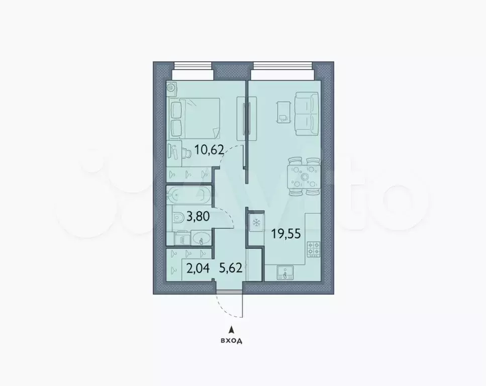 1-к. квартира, 41,6 м, 10/15 эт. - Фото 1