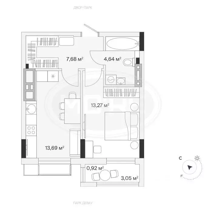 1-к кв. Калининградская область, Гурьевский муниципальный округ, пос. ... - Фото 2