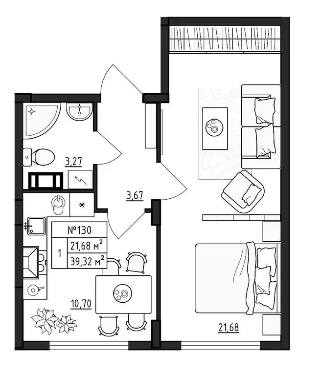 1-комнатная квартира: деревня Малое Верево, жилой комплекс Верево-Сити ... - Фото 1