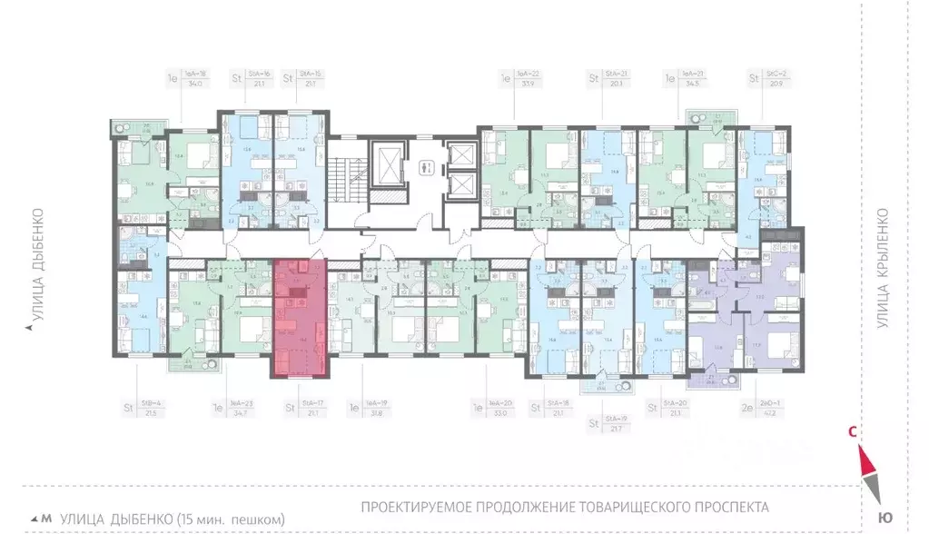 Студия Санкт-Петербург Товарищеский просп., 38Б (21.1 м) - Фото 1