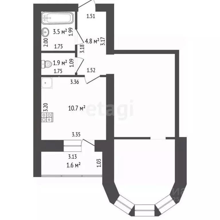 2-к кв. Тамбовская область, Тамбов ул. Чичерина, 62Б (44.9 м) - Фото 1