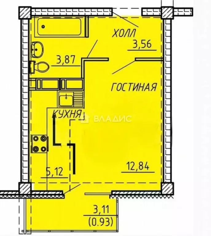 Студия Пензенская область, Пенза ул. Генерала Глазунова, 6 (26.1 м) - Фото 1