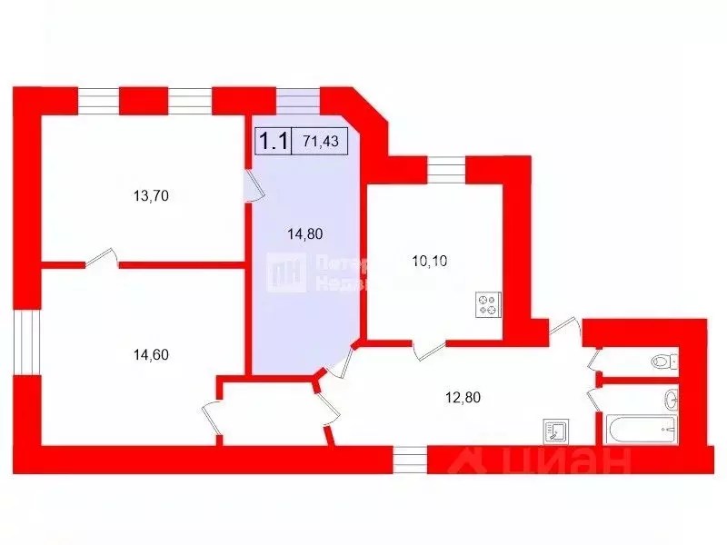Комната Санкт-Петербург Исполкомская ул., 8 (14.8 м) - Фото 2