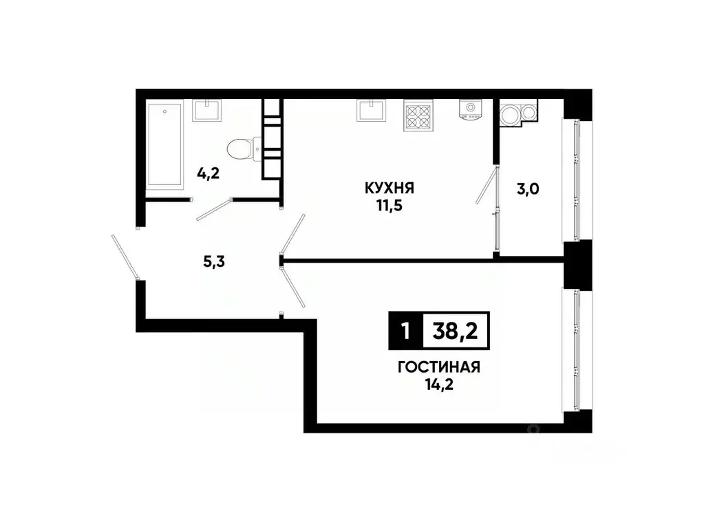 1-к кв. Ставропольский край, Ставрополь ул. Андрея Голуба, 12к8 (38.2 ... - Фото 0