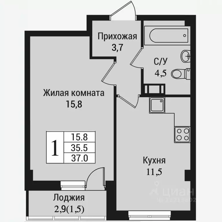 1-к кв. Ленинградская область, Всеволожск Южный мкр, ул. Крымская, 1 ... - Фото 0