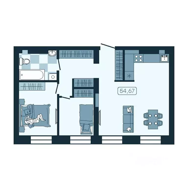 3-к кв. Приморский край, Владивосток ул. Борисенко, 100Кс1 (54.67 м) - Фото 0