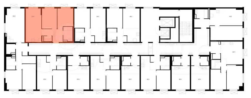 2-к. квартира, 51,4 м, 14/15 эт. - Фото 1